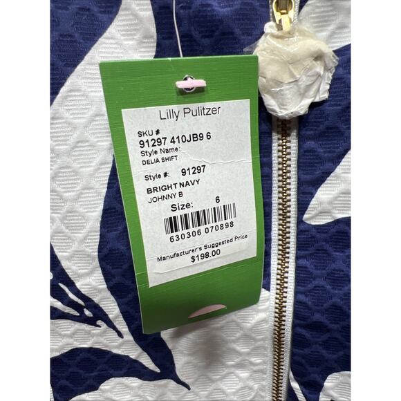 Lilly Pulitzer Delia Shift Dress Bright Navy Johnny B Applied Lace Front Size 6 - Picture 9 of 16